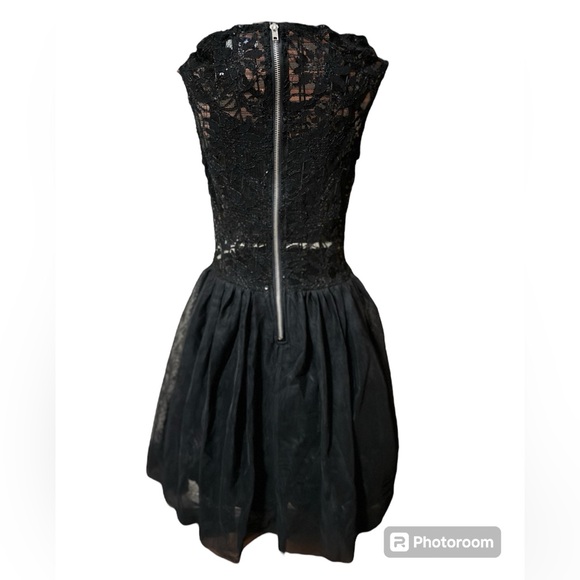 Bailey Blue - Juniors Black Sequin & Lace Above Knee Dress Lined - Picture 3 of 7